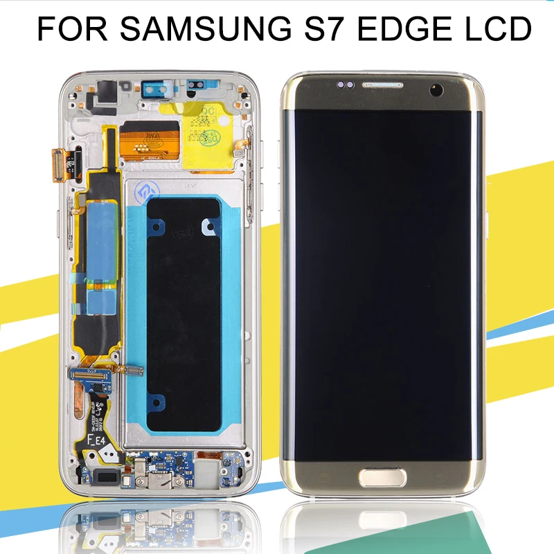 HH Super Amoled G935 ЖК-дисплей для samsung Galaxy S7 Edge ЖК-экран дигитайзер сборка G935F дисплей сенсорный с рамкой с инструментами