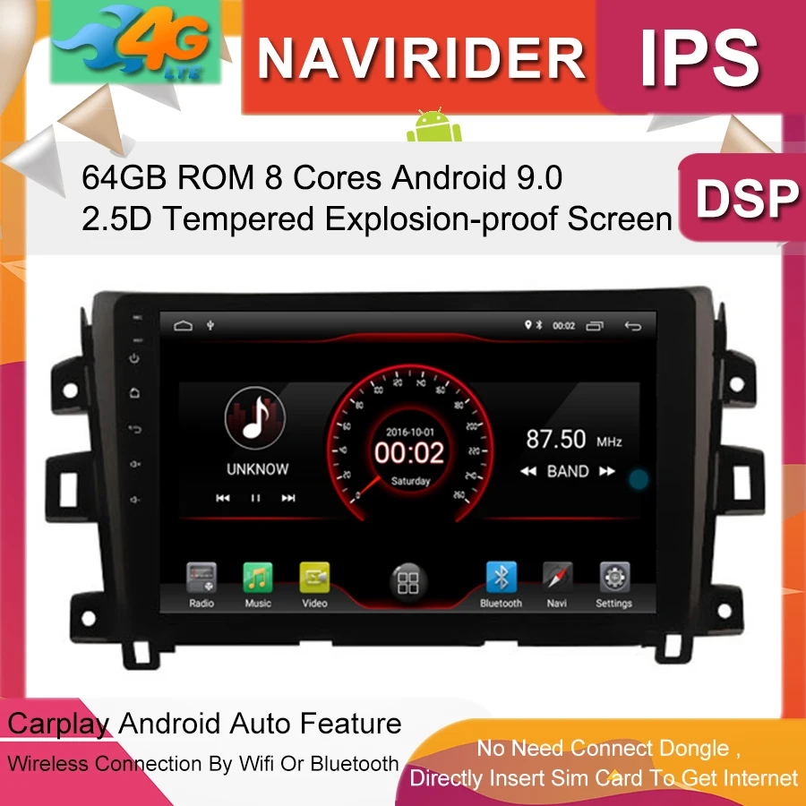 Excellent Built in 4G Lte car Intelligent navigation tape recorder 9.0 android car gps radio multimedia player for nissan NAVARA NP300 0
