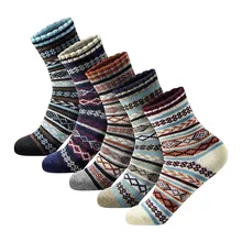 5 пар; забавные Женские носочки размера плюс Повседневное зимние теплые Винтаж красочные вязать и маленьких детей, мягкие носки в стиле Харадзюку; Meia носки с надписями