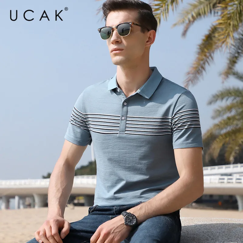 

UCAK Brand Striped Streetwear T-Shirts Men 2020 Fashion Trend New Arrival T Shirt Casaul Short Summer Clothing Tshirt Men U5094