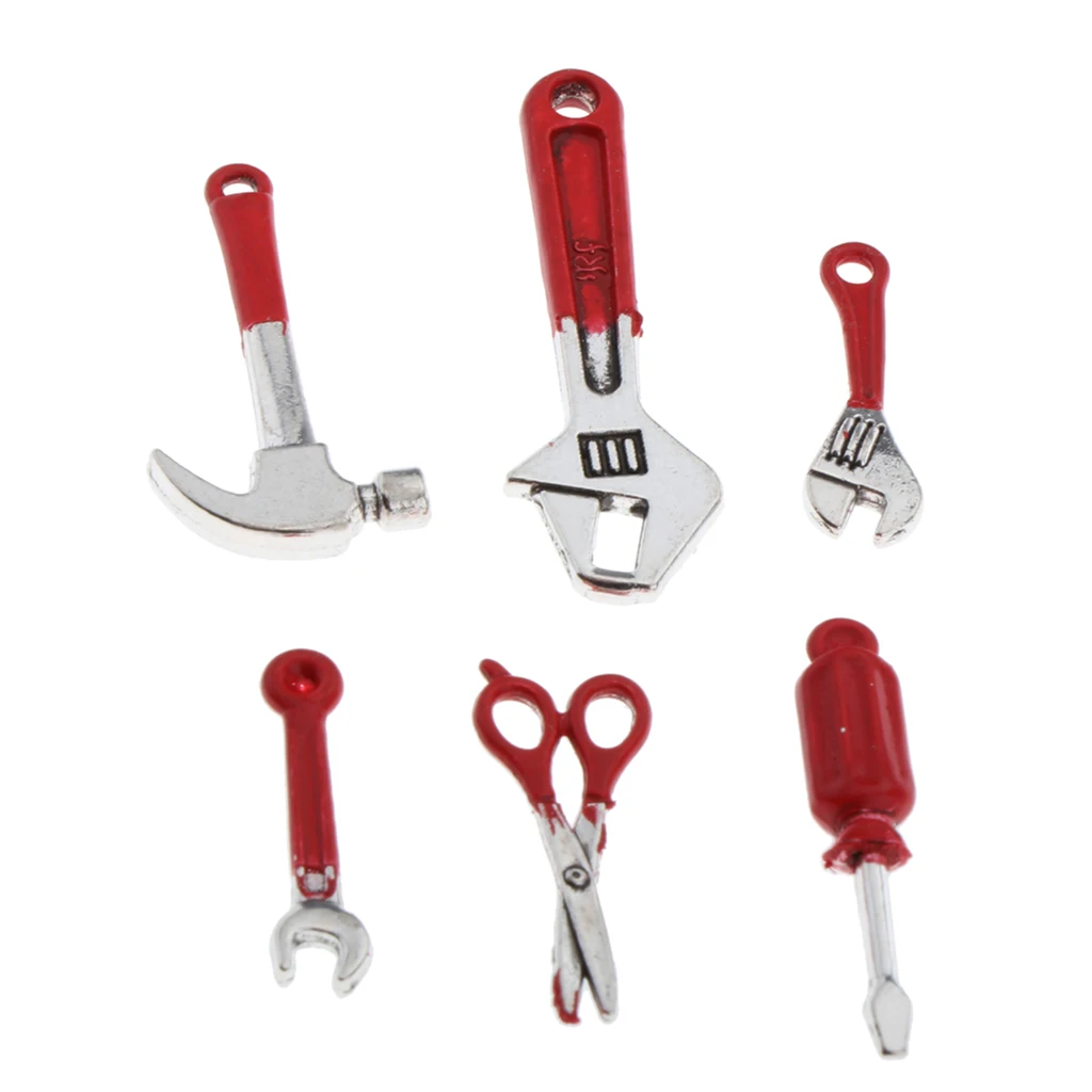 6 Pieces 1:12 Scale Repair Tools Set Simulation for Doll House Garden Scenery