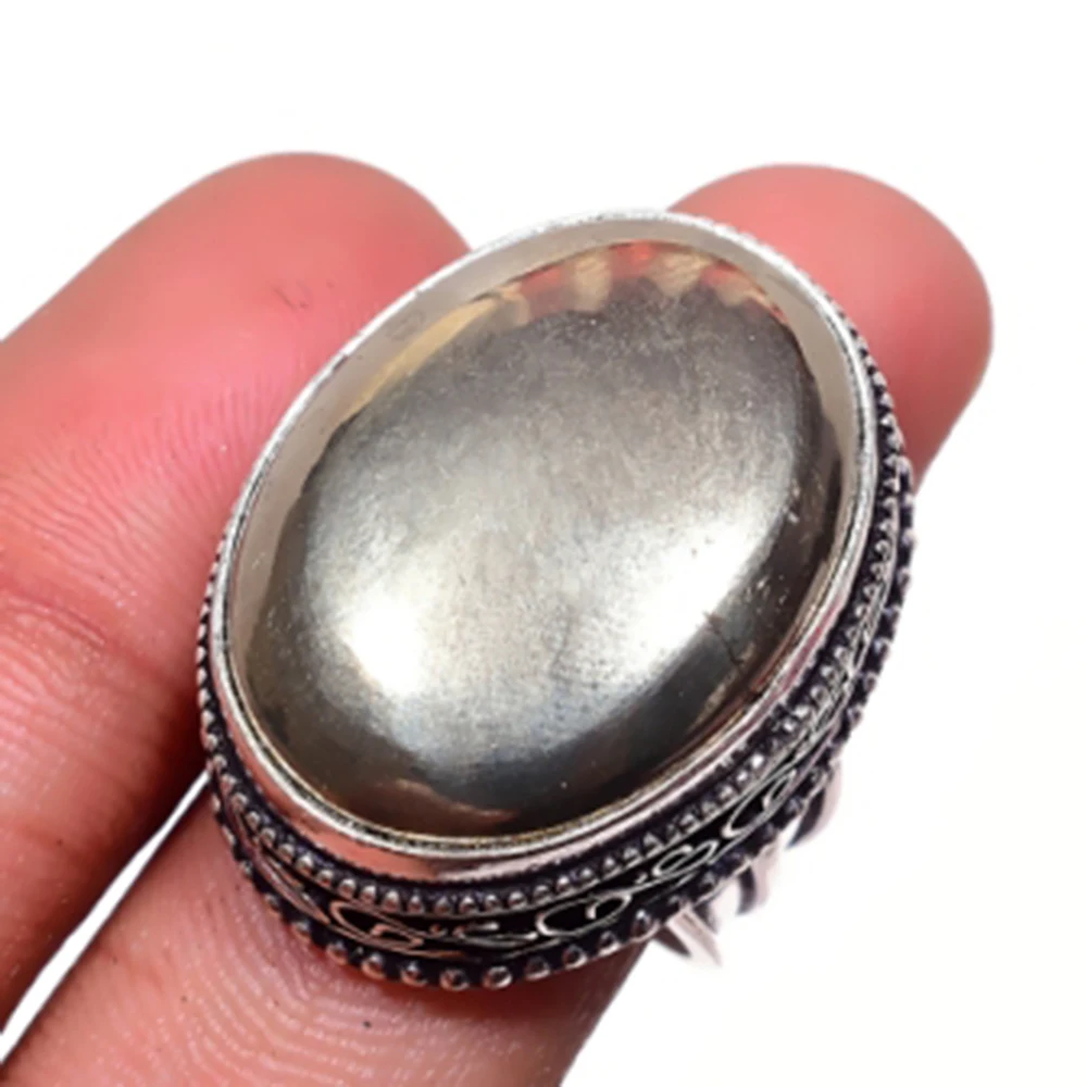 

Pyorite Ring Silver Overlay over Copper, USA Size 7.5 , R5322