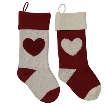 

Christmas Stocking Cute 3D Heart Xmas Socks Hanging Pendant Fireplace Xmas Tree Decorations Gift Candy Treat Bag
