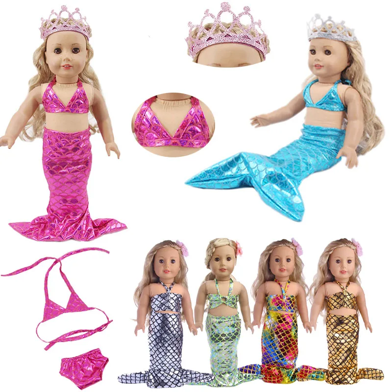 

2020 New Dolls Colorful Mermaid Suit For 18 -Inch American Dolls And 43 Cm Born Baby Doll, Our Generation,DIY GIfts For Girls