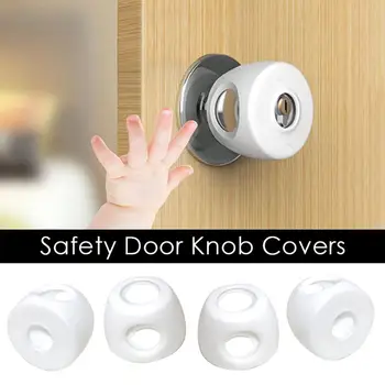 

4PCS/pack Round Door Handle Anti-Opening Cover Living Room Door Knob Cover Plastic Antistatic Detachable Round Door Handle Cover
