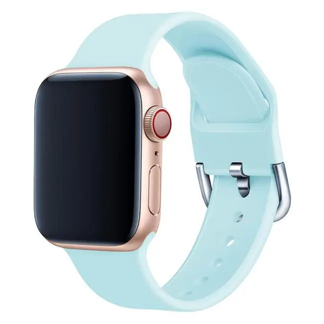 Силиконовый ремешок для наручных часов apple watch группа 44 мм 40 мм apple watch 5 4 ремешок 42 мм, 38 мм, версия наручных часов iwatch серии 5/4/3/2, correa, браслет - Цвет ремешка: sky blue