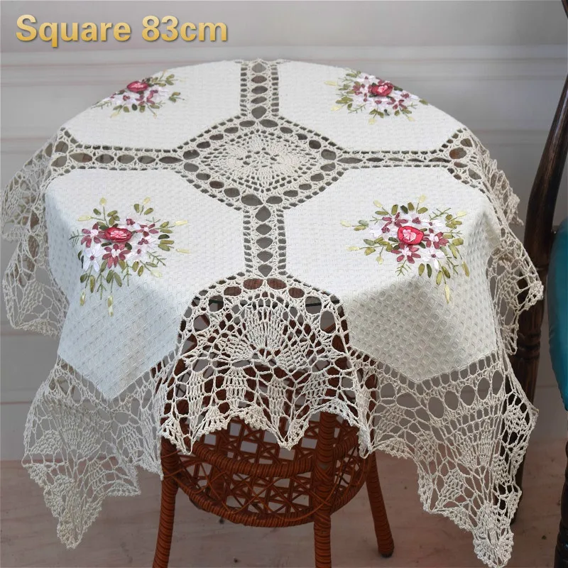 Classical Hand Crochet Cotton Square Tablecloth Bedroom Balcony Coffee Table Cover Cloth Leisure Decoration Nappe Toalha De Mesa | Дом и сад
