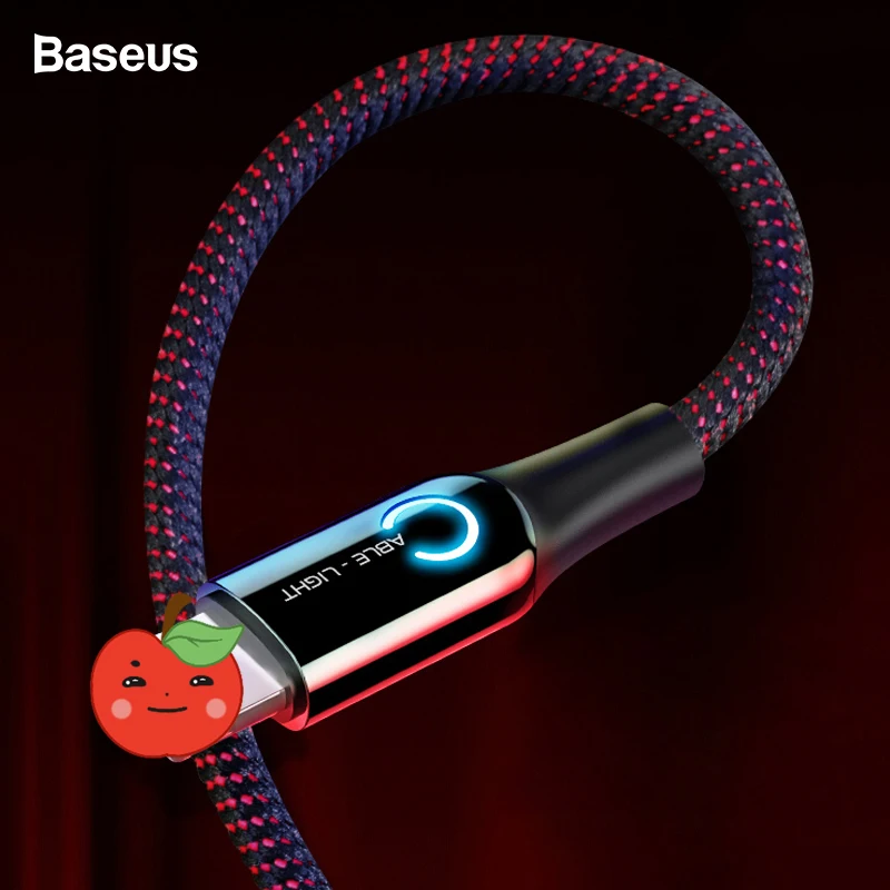 USB кабель Baseus со светодиодной подсветкой для iPhone 11 Pro XS Max XR X 8 7 6 S Plus автоматическое