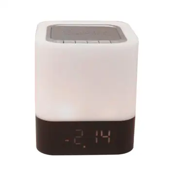 

Multi-Function Mobile Phone Wireless Audio Night Light Smart Touch Colorful Bedroom Bedside Speaker Alarm Clock Lamp