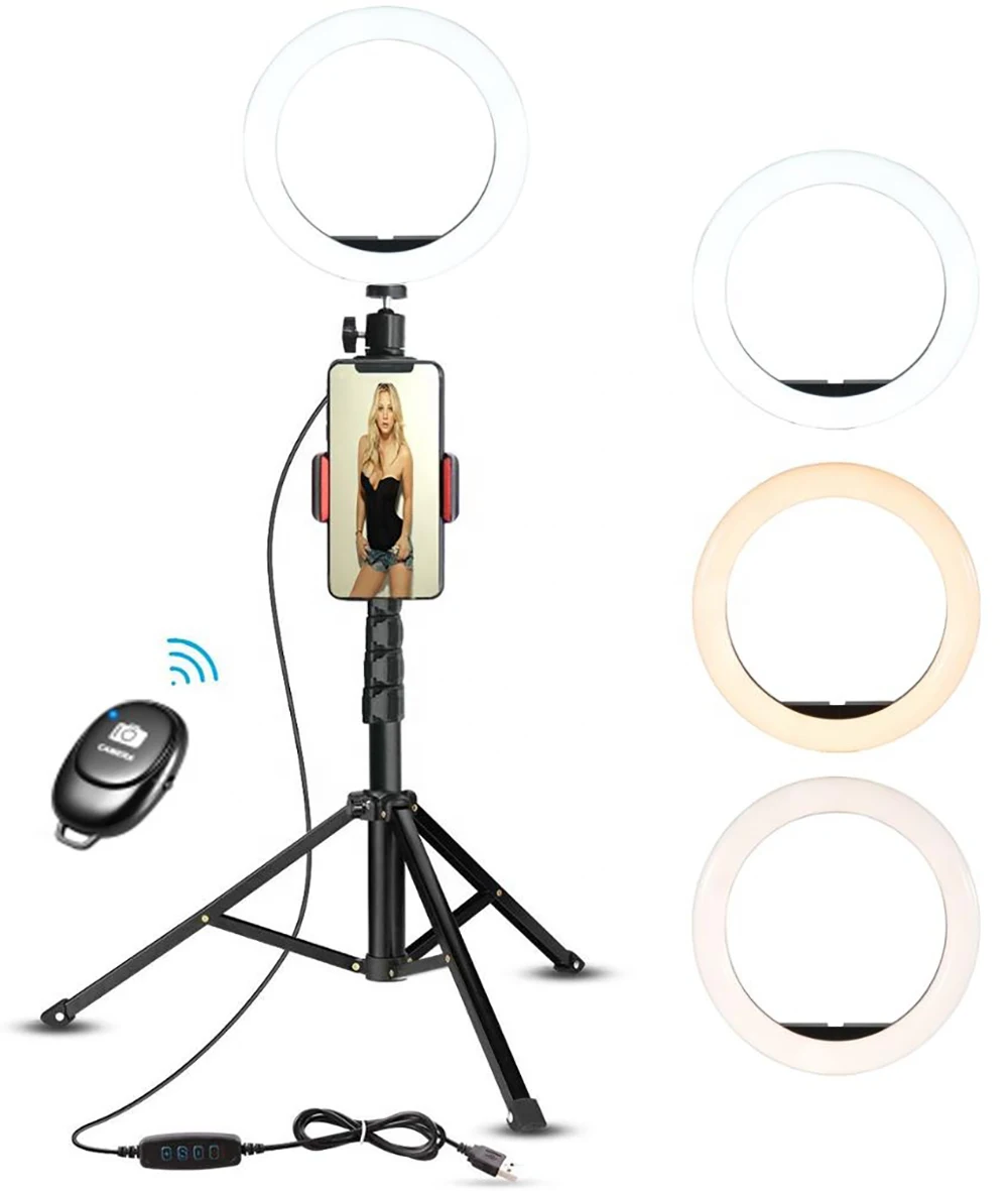 Trépied de photographie avec anneau lumineux, Kit de Studio de beauté   Tiktok Pro, éclairage Led, lampe de maquillage vidéo, Selfie Mobile