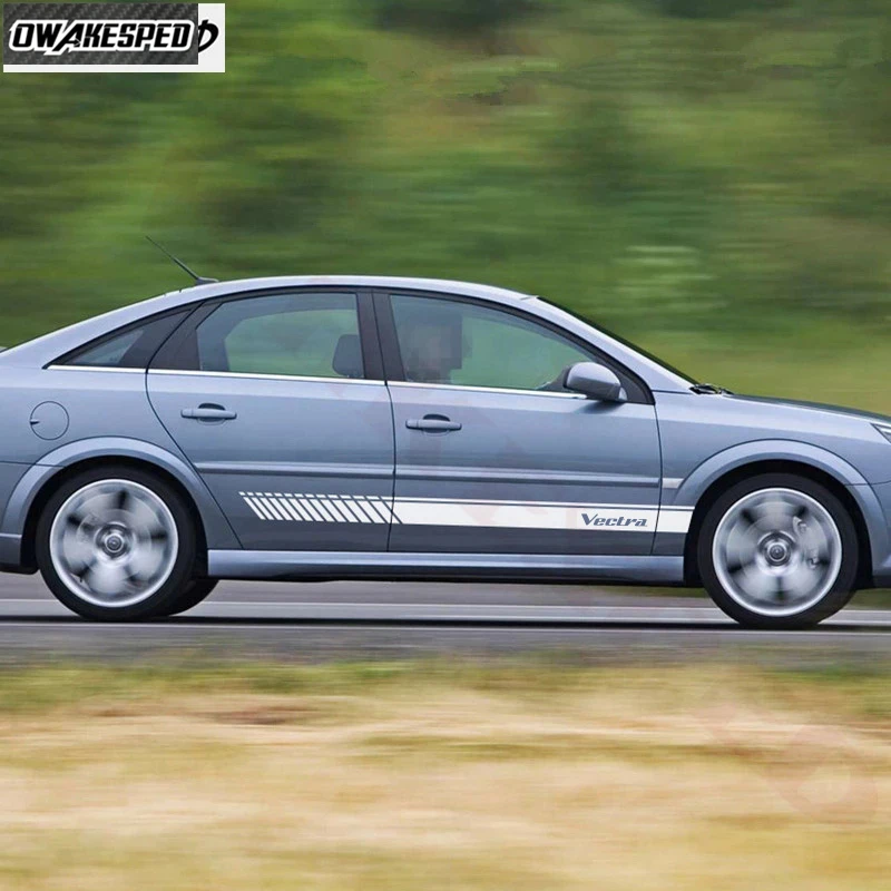 For-Opel Vectra Racing Sport Stripes Car Door Side Skirt Sticker Auto Body Decor Vinyl Decal Exterior Accessories (5)