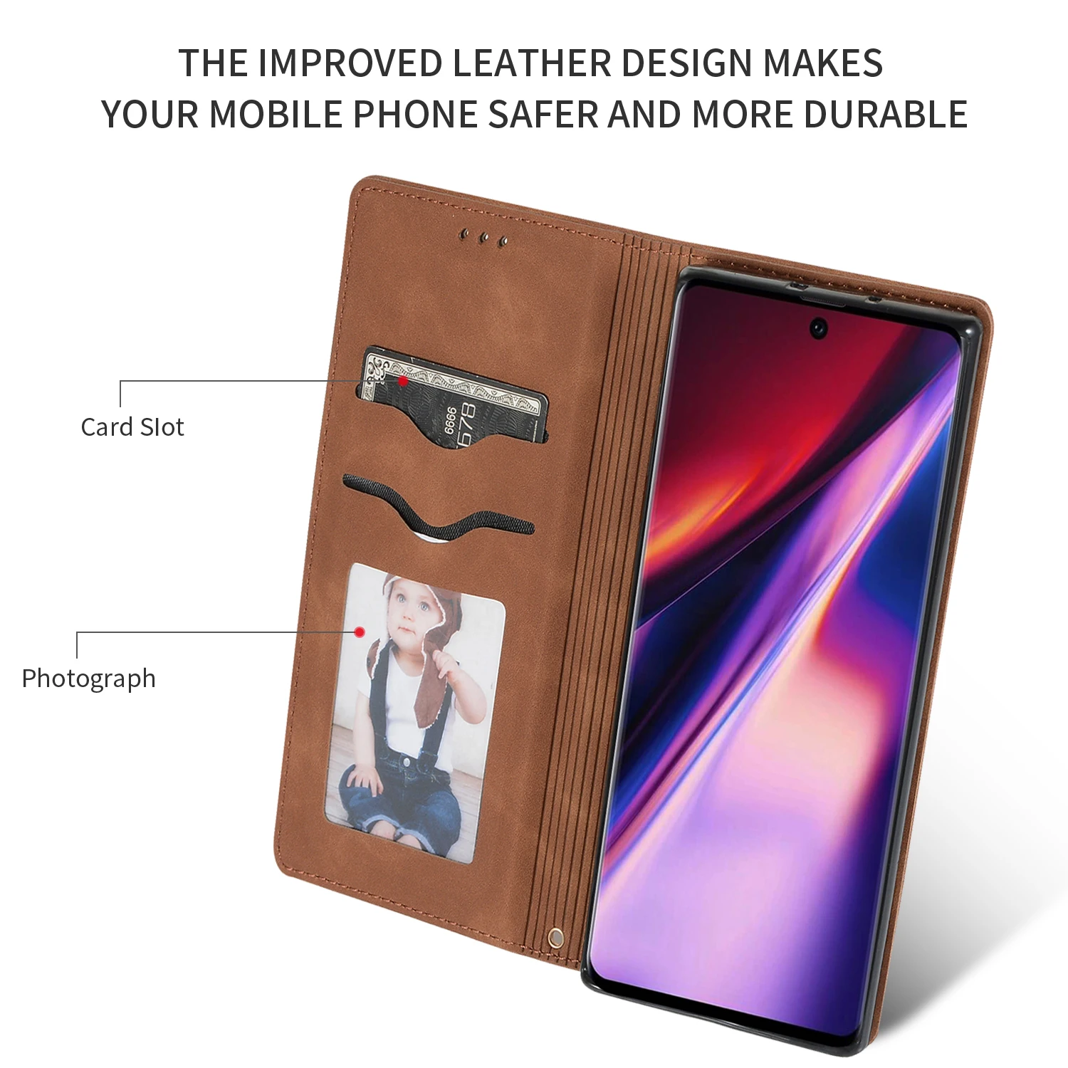 20pcs/lot High grade Business 2 card flip leather cover for samsung galaxy Note 8 9 10 10 Pro stand cover case