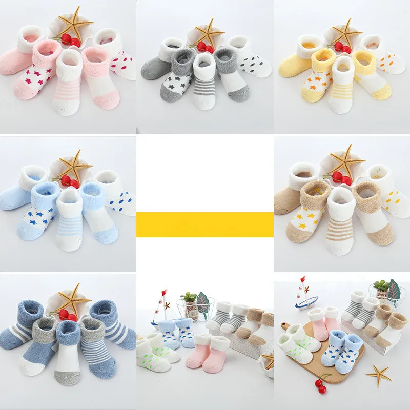 5 Pairs/lot 0 to 24M Newborn Baby's Terry Socks Winter Warm Socks For Infants Girls Boys Thick Sock For Toddler baby socks