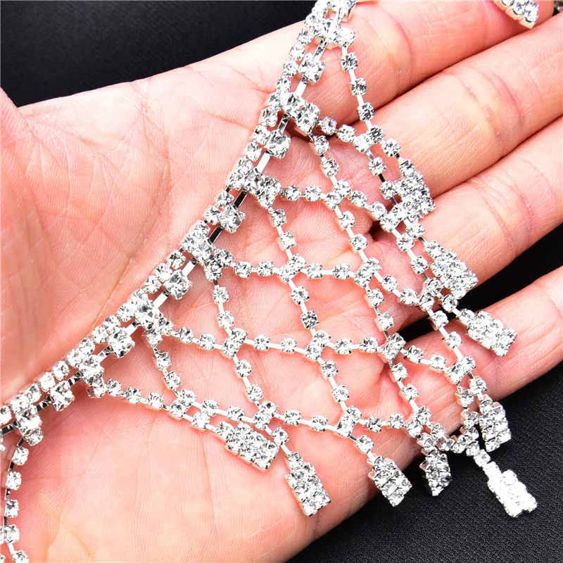New Bling 50cm/lot rhinestone dance crystal chain Tassels Curtain decoration sew on garment rhinestone banding Necklace trim