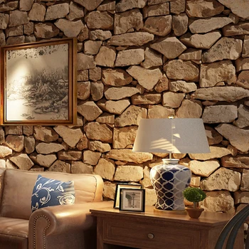 

3D wallpaper nature Stone Effect Wallpaper Realistic Faux Stone Texture Vinyl PVC Waterproof Vintage Wall Paper Home Decor