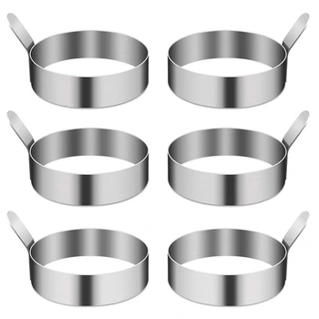 

6 Pcs Egg Ring Egg Molds Ring Non Stick Stainless Steel Egg Mold Egg Rings for Frying Eggs Pancake Sandwich Cooking Beefsteak Ki
