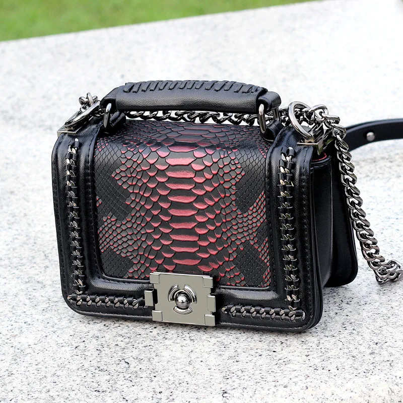 

2017 New Style Genuine Leather Snakeskin Bag Korean-style Bag with Chain Shoulder Bag/ Hand Bag Shoulder Bag Manufacturers a Gen