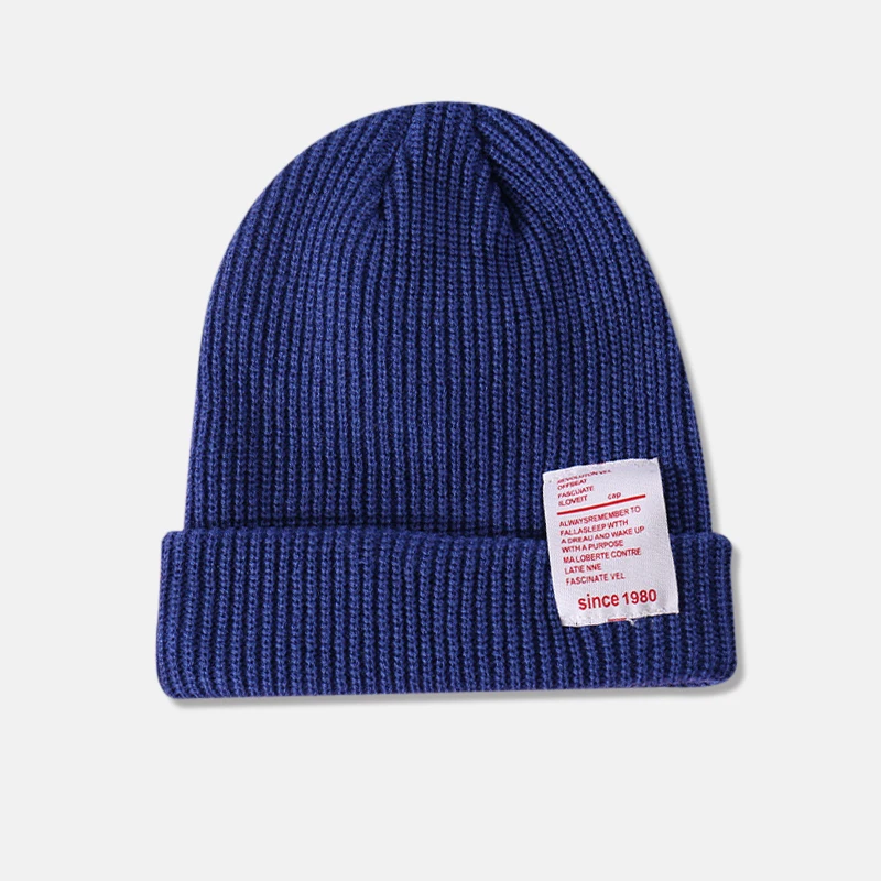 NavyBlue Новые Вязаные Короткие шапки с манжетами и дыней, женские зимние шапки, теплые шапки бини, с 1980 года, женские модные удобные шапки в стиле хип-хоп - Цвет: NavyBlue