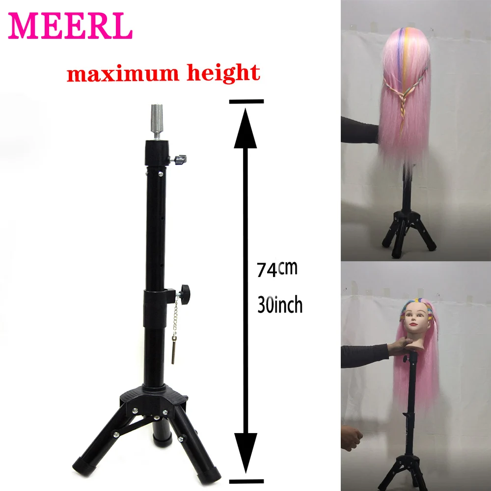 Pink Stand Tripod For Wigs Head Hair Training Tool Mannequin Head