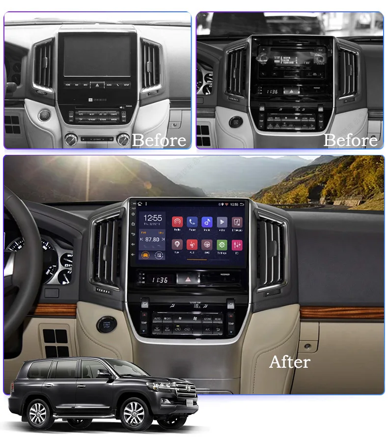 Sale 9 inch android 9.0 car multimedia GPS navigation for toyota land cruiser 2016-2017 support SWC 2