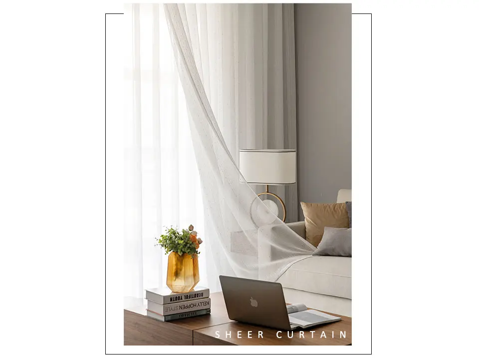 CDIY Solid White Tulle Curtains For Living Room Bedroom Embroidery Sheer Curtains Voile Curtains Window Treatments Drapes Blind