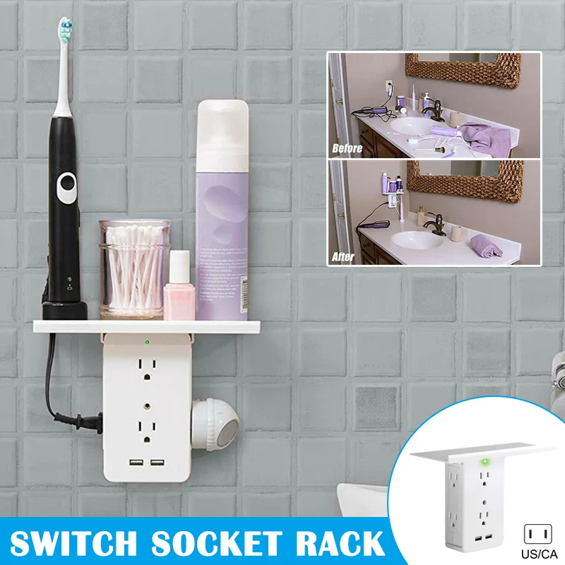 

Hight Quality Switch Socket Rack 6 Electrical Outlet Extenders 2 USB Charging Ports Home L9 #2
