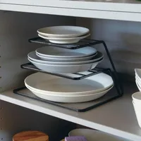 Kitchen iron three-tier dish rack cabinet layered shelf plate tableware storage   organize drain 1