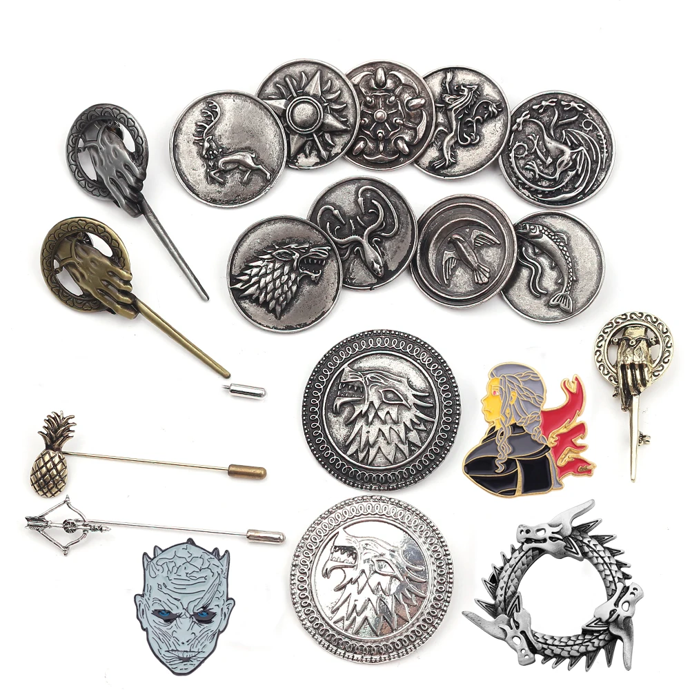 

Game of Throne A Song of Ice And Fire Enamel Brooch Dragon Mother Danielis Tanglelian King's Hand Stark Metal Badges Pins Gift