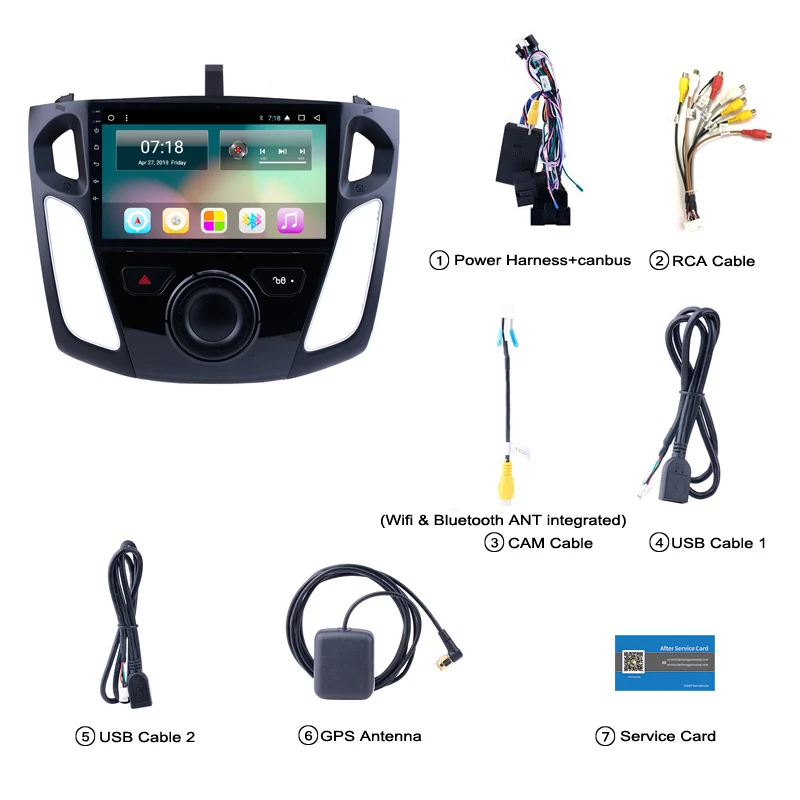 Excellent 2G RAM 32G ROM 9 inch ips android 8.1 car dvd multimedia gps navigation system for focus 2012-2015 2din 5