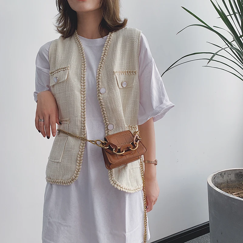  Stone Pattern PU Leather Crossbody Bags For Women Thick Chain Design Shoulder Messenger Bag Lady Mi - 4000034891181