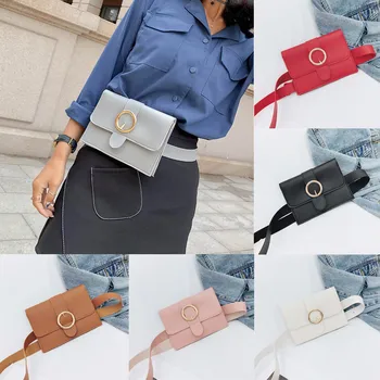 

Belt Bags Fashion Pure Color Ring Leather Fanny Pack Waist Bag Women Waist Pack PU Leather Chest bag Belly Bag New Quality 2.21