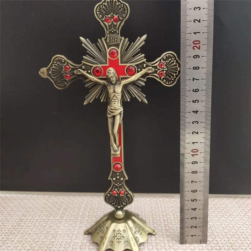 HOBBIESAY Alliage Jésus Croix 21cm Bronze Antique Croix