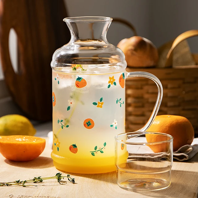  Glass Fruit Infuser Water Pitcher with Removable Lid