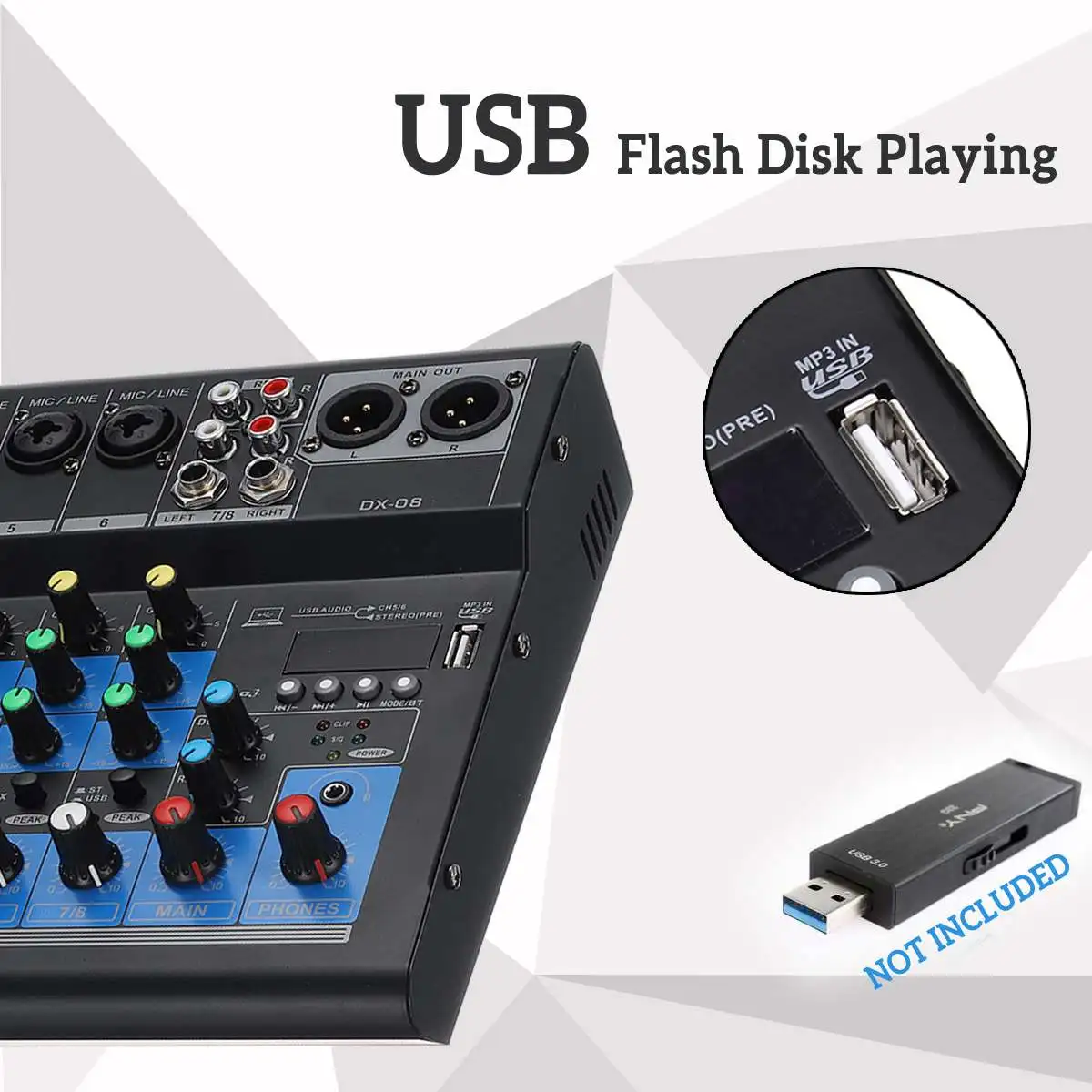 Портативный 8 канальный аудио Миксер с Bluetooth USB диджейский звуковой микшерный