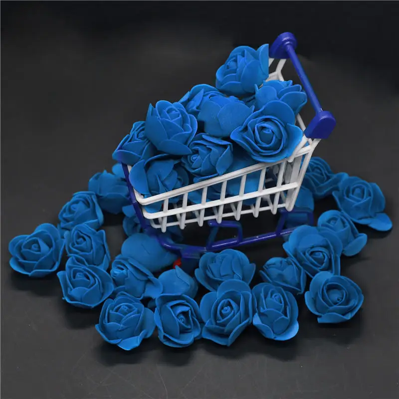 

50pcs 100pcs 500pcs Cheap Mini Dark Blue PE Foam Roses Head Fake Flower Handmade Wedding Decoration