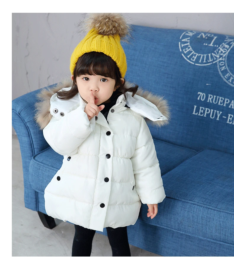 CHILDREN'S Cotton Wear Winter Baby Girls Thick plus Velvet Hand Cotton of Mid-length Fur Collar Infants BOY'S Coat