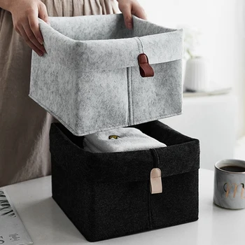 

2Pcs Felt Sundries Portable Toys Snacks Hanging Storage Baskets Dormitory Desktop Storage Bag Home Organizer