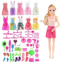 Doll Set Toyss Hobbies Doll Dolls Set Gift for Girl Pink Skirt Clothes Play House Toy Shoes Glasses Handbag Dress 1