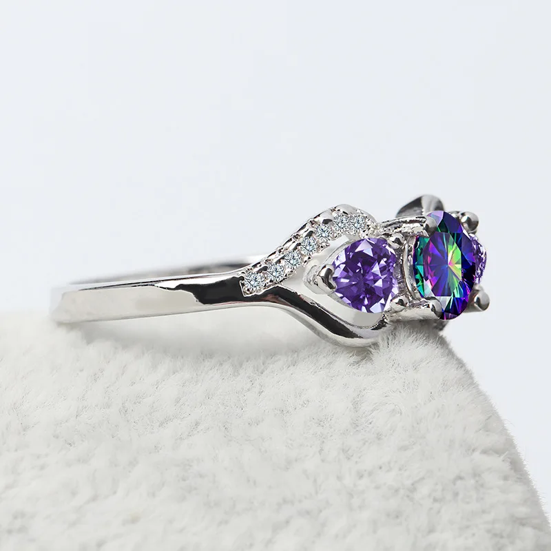 Целлюлозное красочное топаз в форме сердца аметистовое кольцо для женщин серебро 925 ювелирные изделия популярные модные женские аксессуары для свиданий подарок