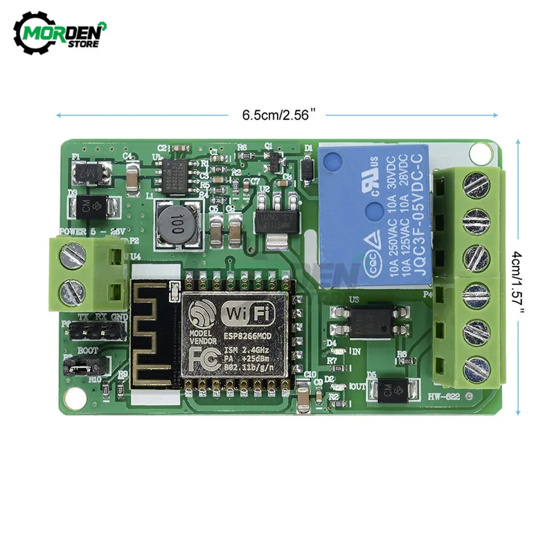Беспроводной коммутатор ESP8266 1 канал 10 А 220 В с защитой от перегрузки по току Wi Fi
