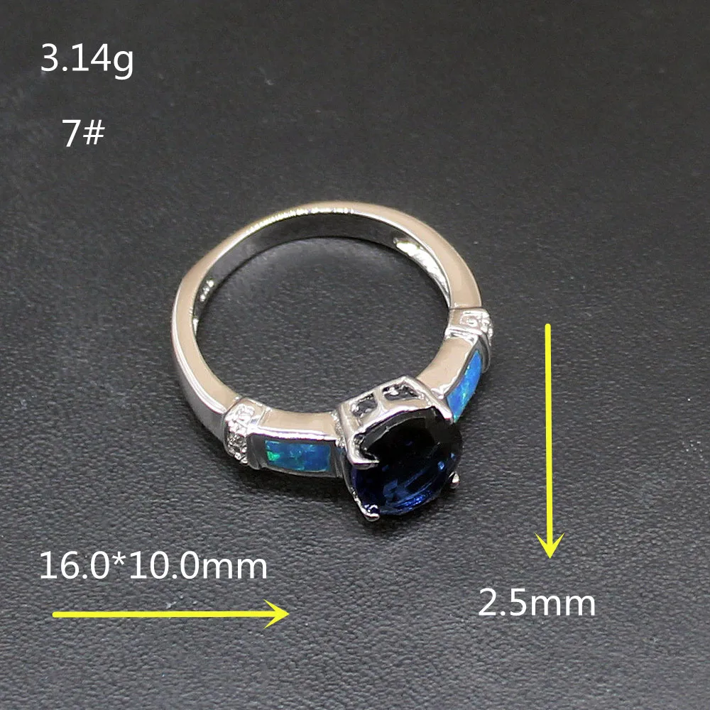 Gemstonefactory Jewelry Big Promotion Single Unique 925 Silver Blue Opal Sapphire Hot Charm Women Gifts Band Rings 7# 20214492