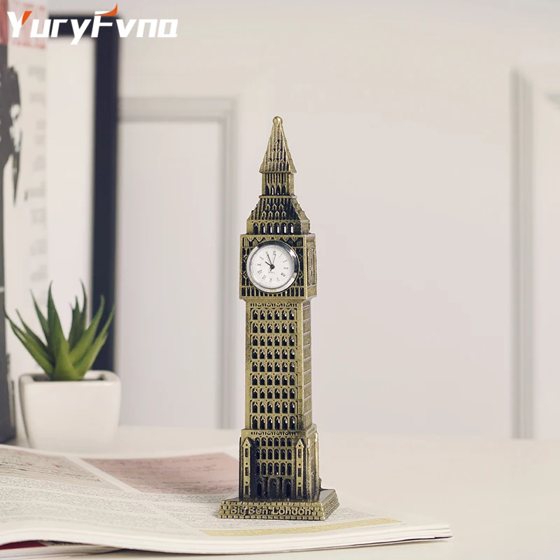 

YuryFvna Metal Big Ben Model Creative Home Furnishing Metal Ornament London Big Ben Clock Handicrafts Figurine
