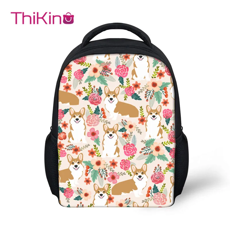 

Flower Corgi Dogs School Backpack For Kids Boys Cartoon Storage Schoolbag For Children Shoulder Book Bags Travel Mochila