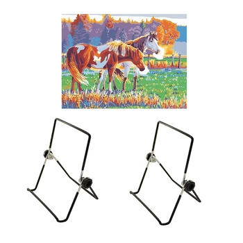 

1 Set Paint By Numbers Printed Canvas Art Home Decoration & 2 Pcs Display Stand Easel Foldable Tablet Stand Holder