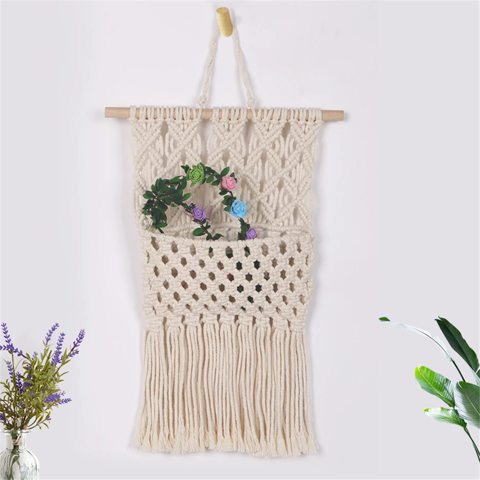 Boho Hanging Basket Woven Pocket Macrame Wall Hanging Tapestry Bohemian Room Decoration Nordic Style Home Dorm Chic Wall Accents Boho Hanging Basket Woven Pocket Macrame Wall Hanging Tapestry Bohemian Room Decoration Nordic Style Home Dorm Chic Wall Accents