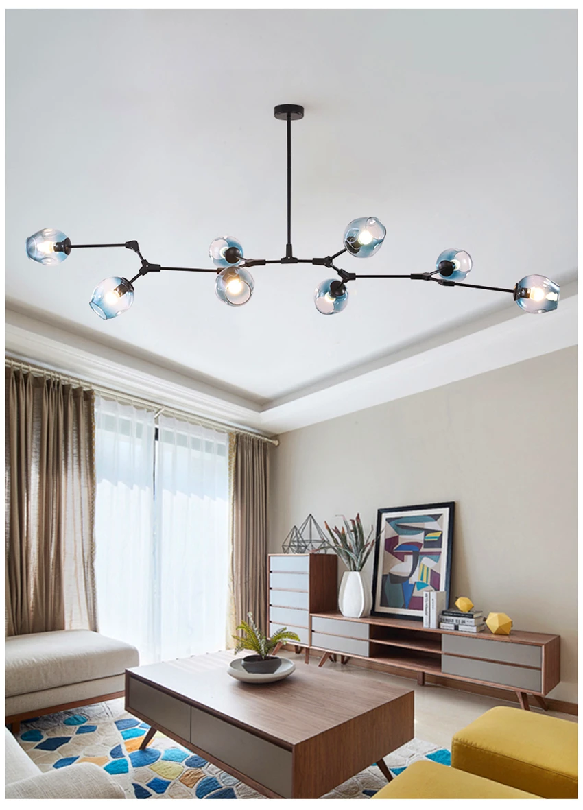 Modern Chandelier LED Living Room Villa Clothing Trend Indoor Chandelier Lighting Molecule Glass Ball Bedroom Lustres De Teto