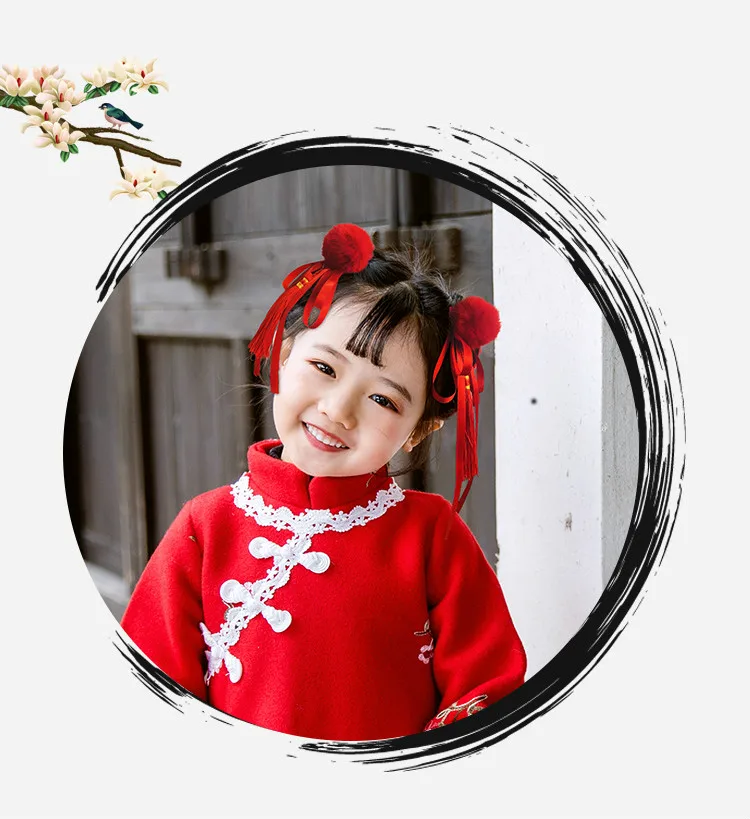 2 Pcs/Set Children Cute Pearl Hair Ball Bow Pendant Ornament Hair Clips Girls Lovely New Year Hairpin Kids Hair Accessories