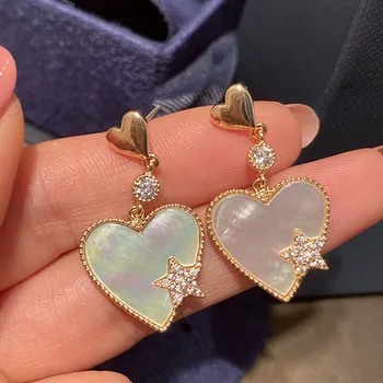 

2020 new luxury jewelry woman white mother-of-pearl earrings designer stainless steel earrings fashion simple Korean popular