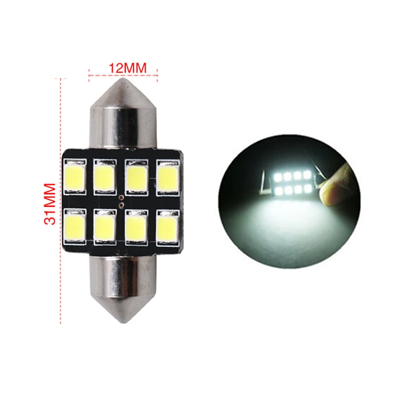 Белый 2835 чипов, 8 светодиодный 2835 SMD 31 мм 36 мм, Автомобильный светодиодный светильник для автомобиля, лампа для чтения в салоне автомобиля, купольная гирлянда, DC 12 В 6500K - Испускаемый цвет: Style 1