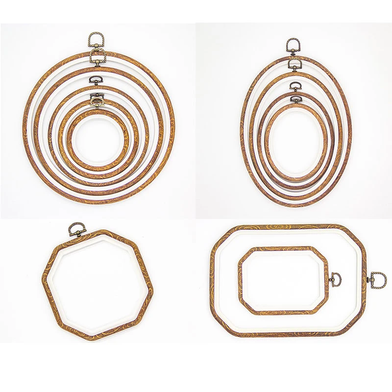 Embroidery Hoop Tool Rubber Imitate Wood Circle Bamboo Diy Art Craft Cross Stith Sewing Need work Flower Wreath
